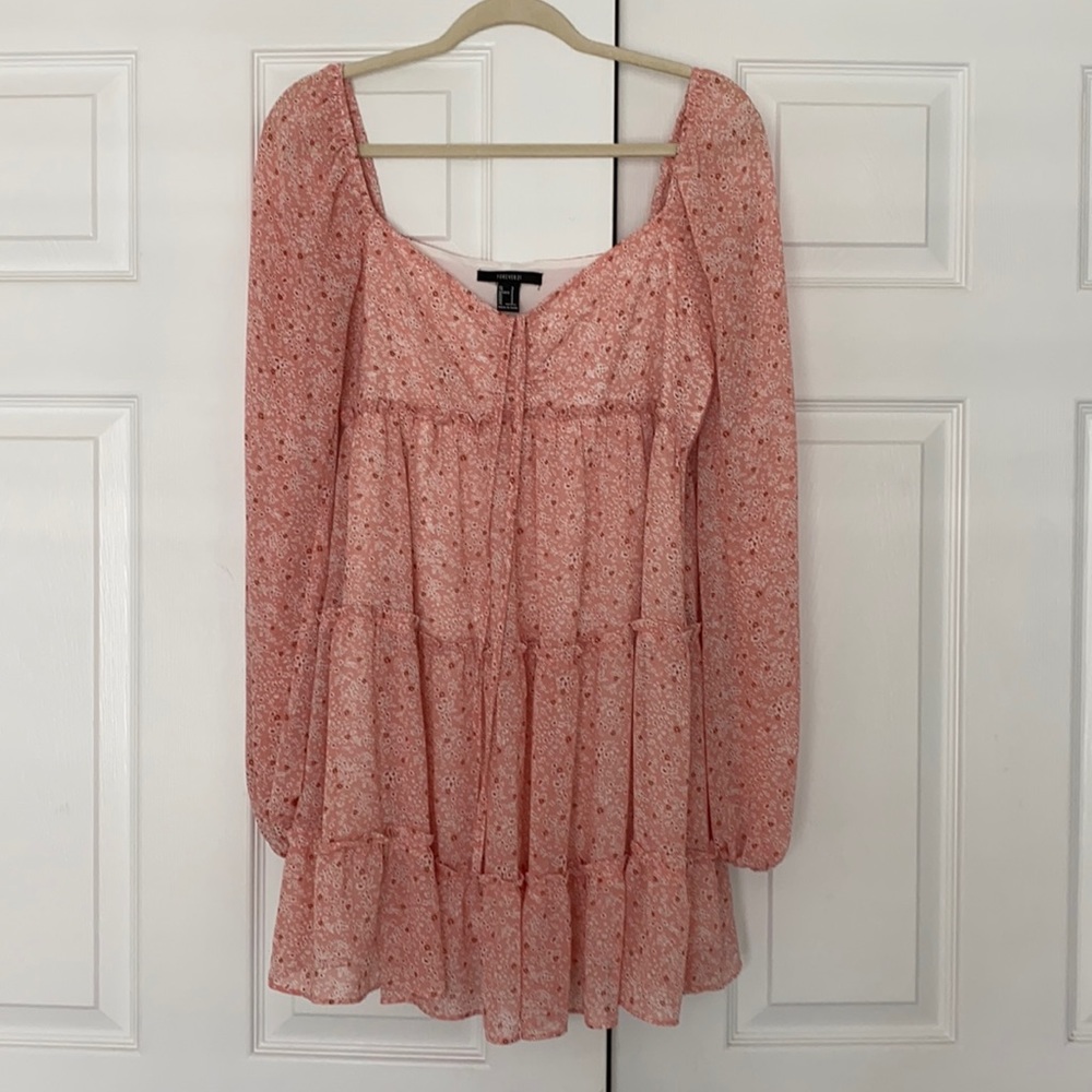 Long sleeve sheer flowy dress